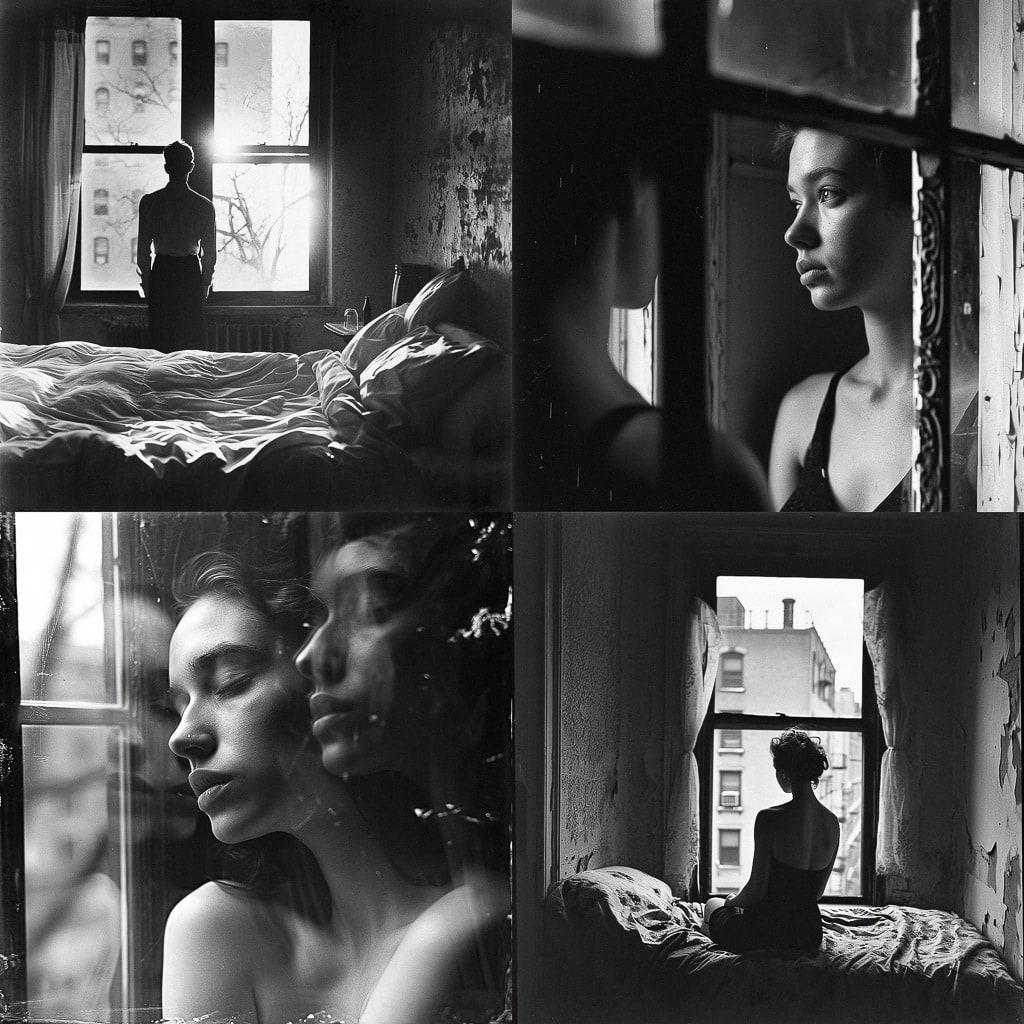 Duane Michals style, Midjourney V6, render 1 of 4