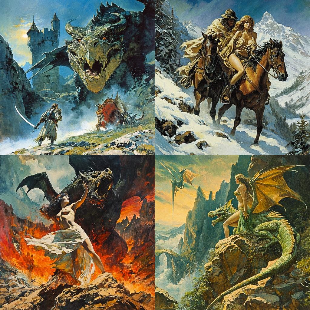 Earl Norem style, Midjourney V6, render 1 of 4