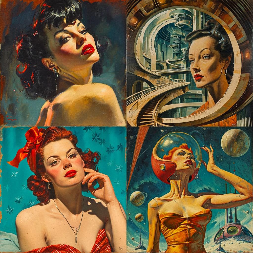 Earle Bergey style, Midjourney V6, render 1 of 4