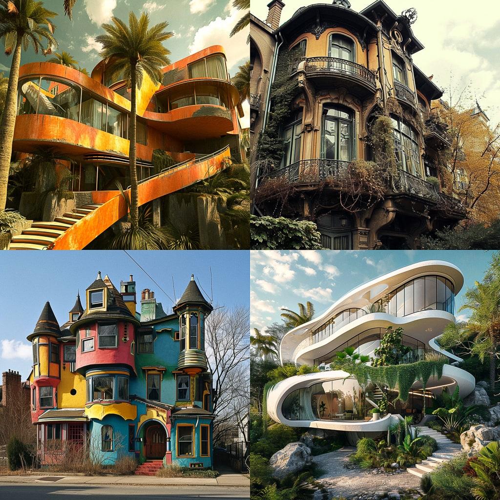 Eclectic architecture style, Midjourney V6, render 1 of 4