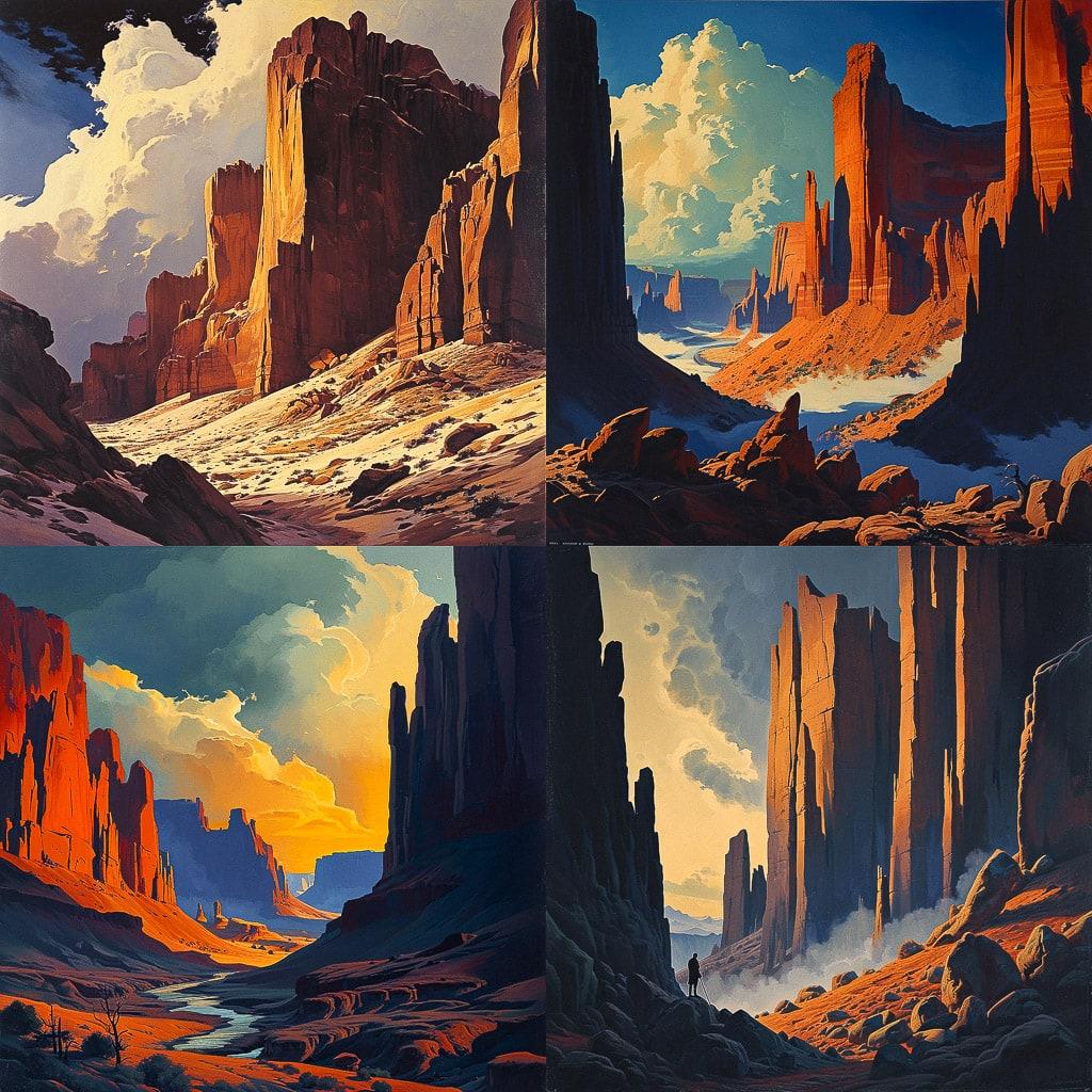 Ed Mell style, Midjourney V6, render 1 of 4