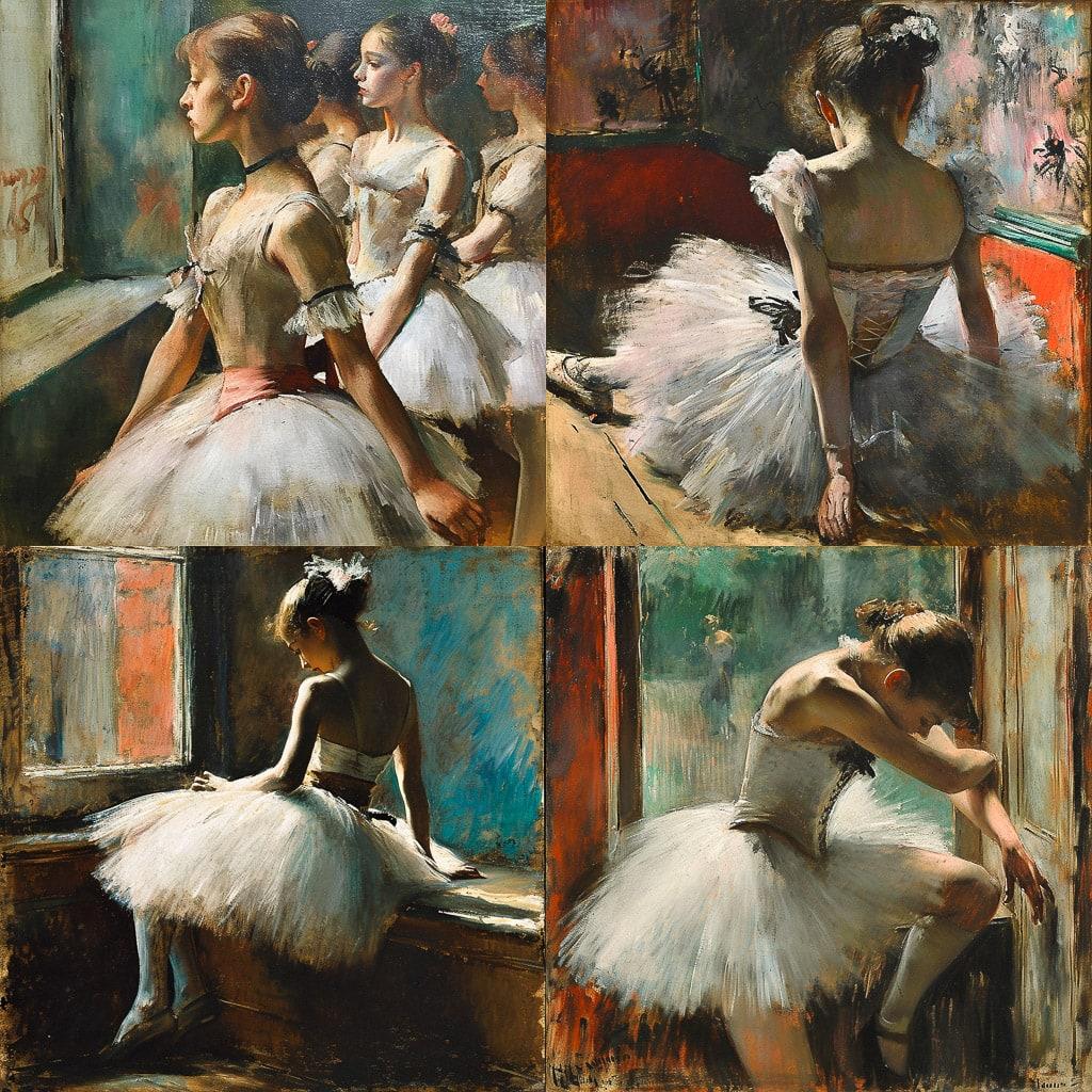 Edgar Degas style, Midjourney V6, render 1 of 4