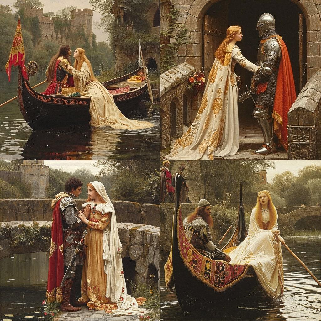 Edmund Leighton style, Midjourney V6, render 1 of 4