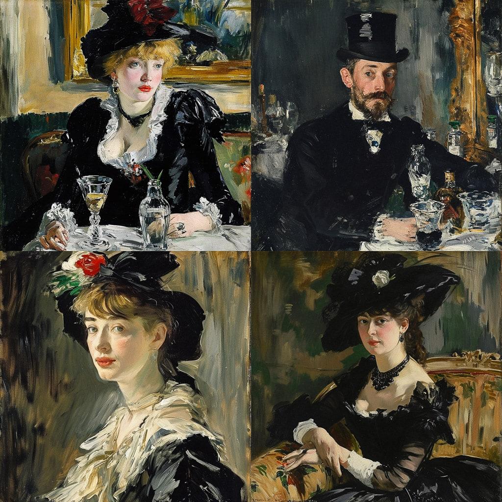 Edouard Manet style, Midjourney V6, render 1 of 4