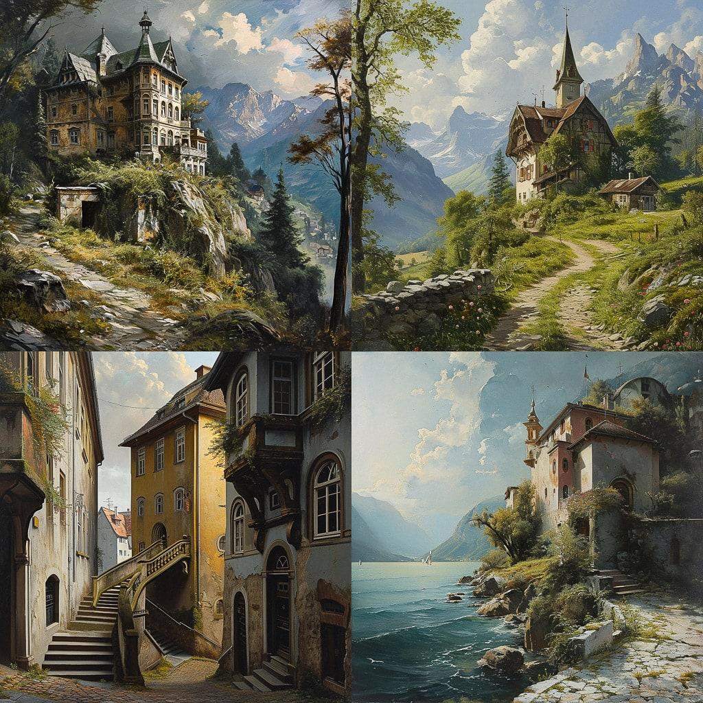 Eduard Gaertner style, Midjourney V6, render 1 of 4