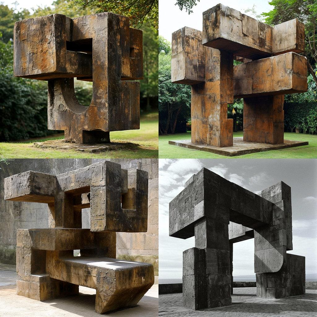 Eduardo Chillida style, Midjourney V6, render 1 of 4