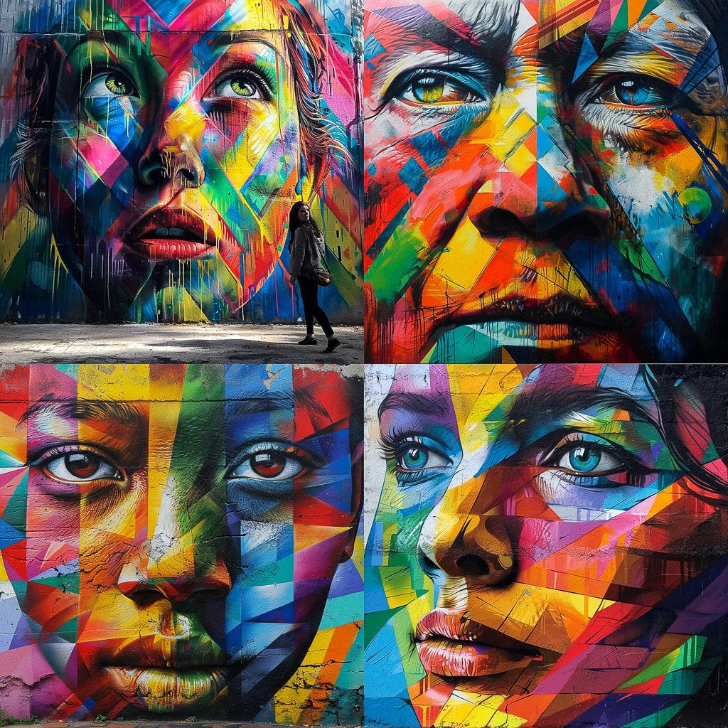 Eduardo Kobra style, Midjourney V6, render 1 of 4