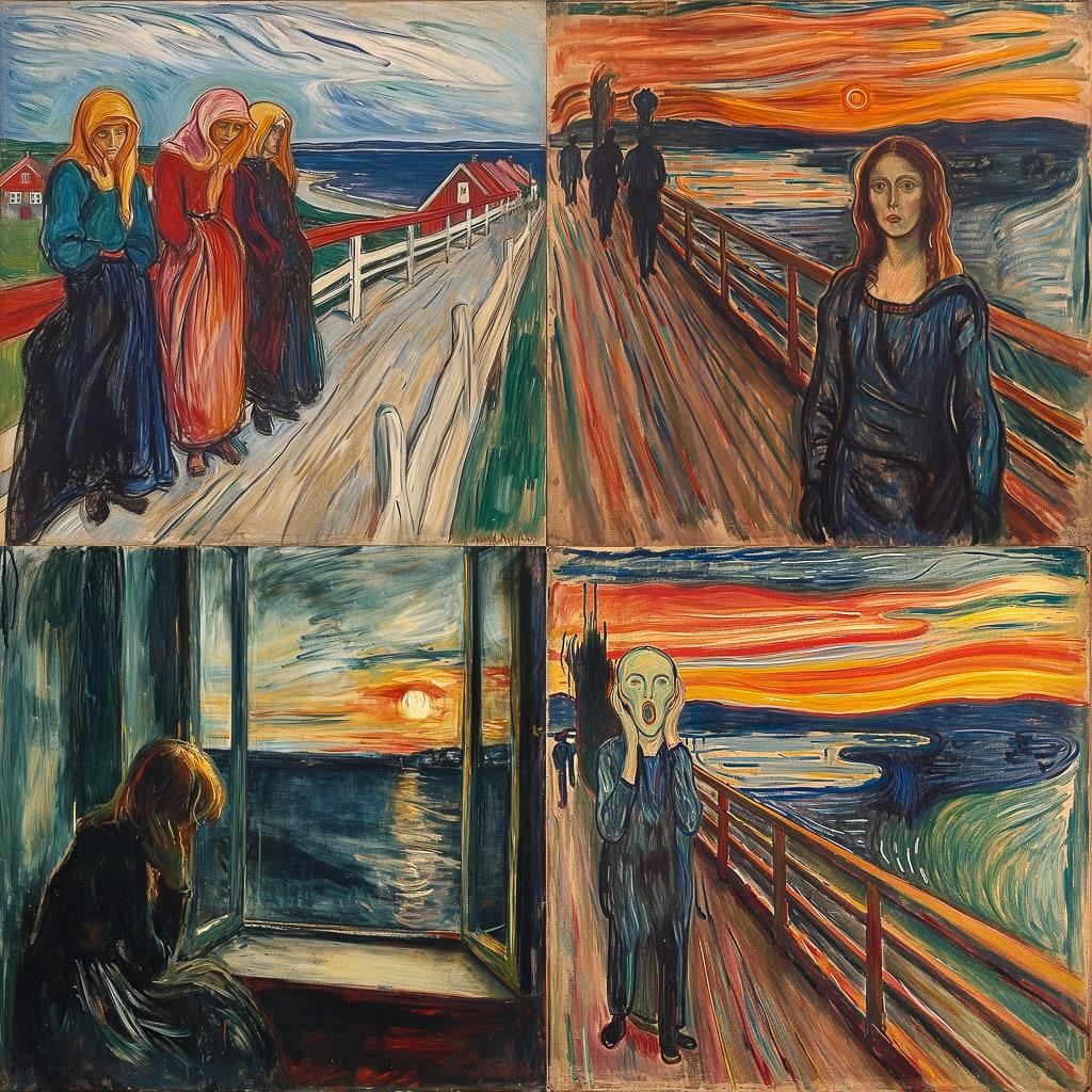 Edvard Munch style, Midjourney V6, render 1 of 4