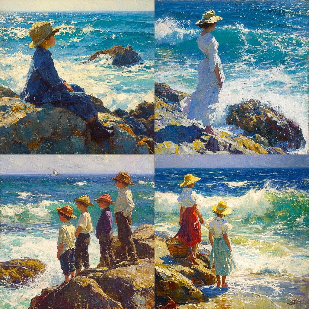 Edward Henry Potthast style, Midjourney V6, render 1 of 4