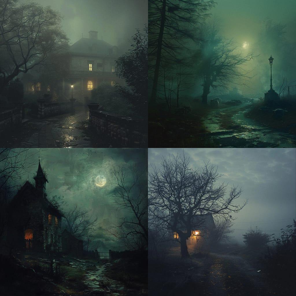 Eerie atmosphere style, Midjourney V6, render 1 of 4
