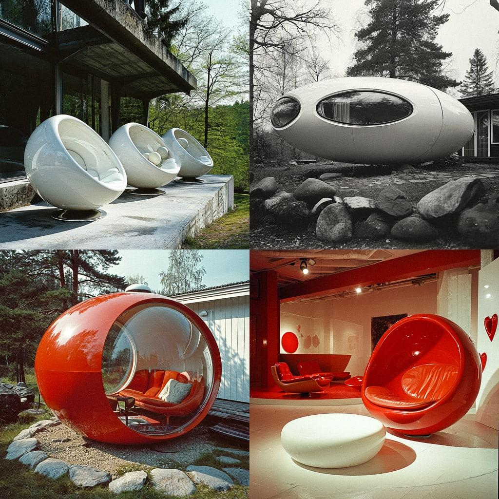 Eero Aarnio style, Midjourney V6, render 1 of 4