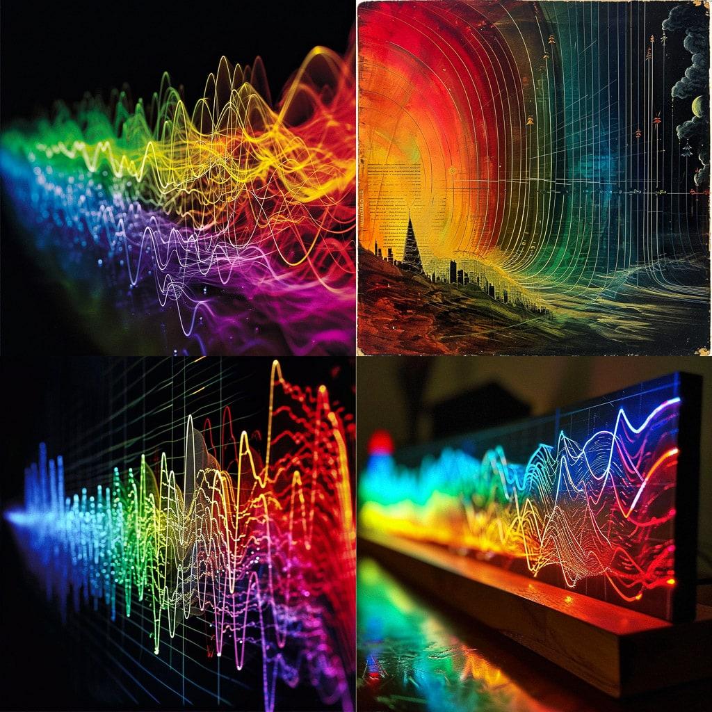 Electromagnetic spectrum chart style, Midjourney V6, render 1 of 4