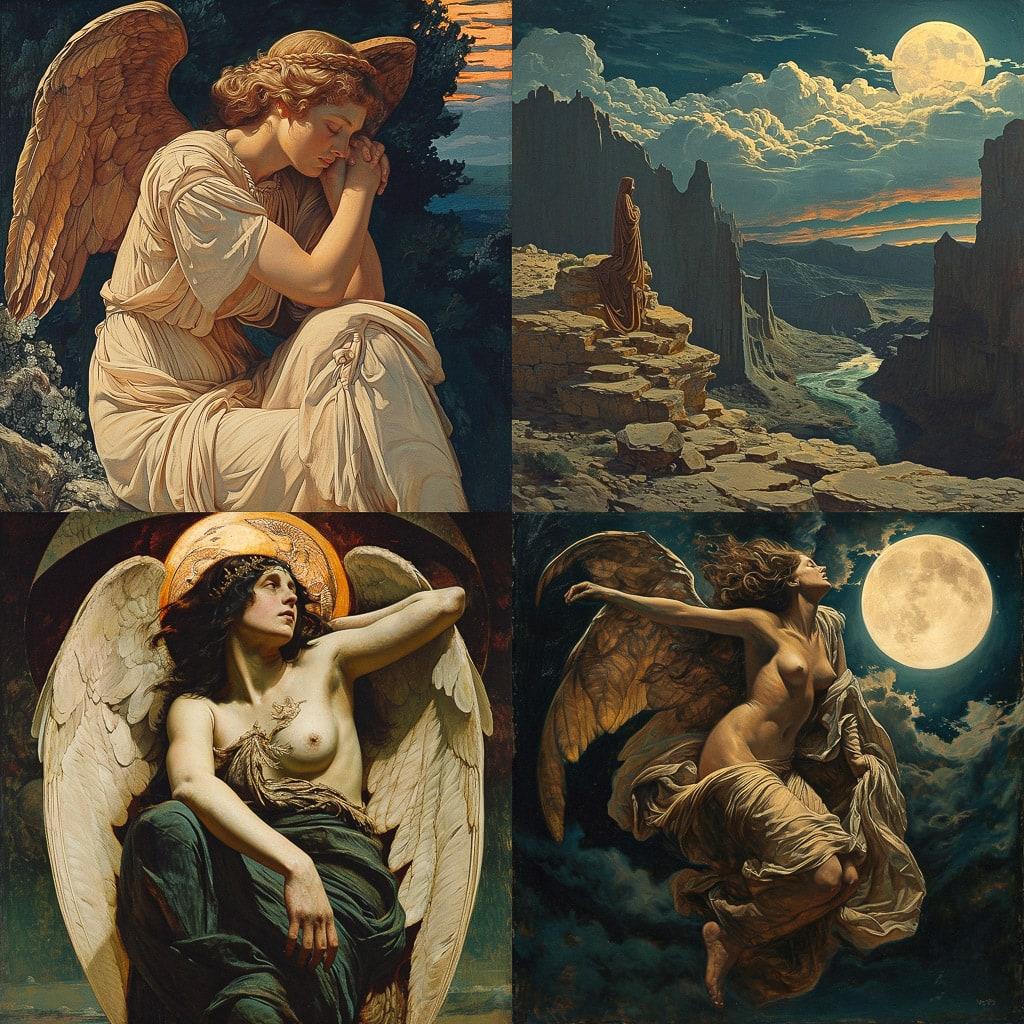 Elihu Vedder style, Midjourney V6, render 1 of 4