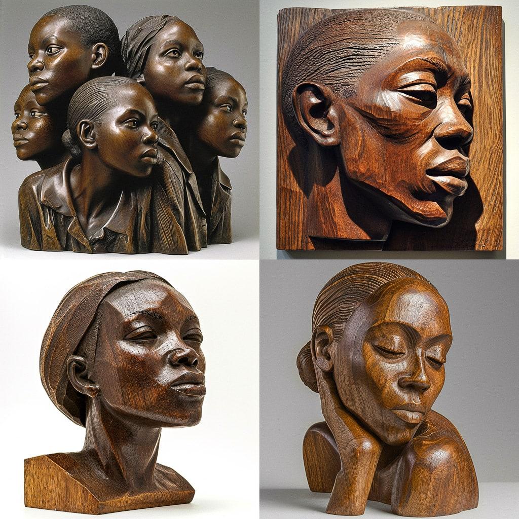 Elizabeth Catlett style, Midjourney V6, render 1 of 4