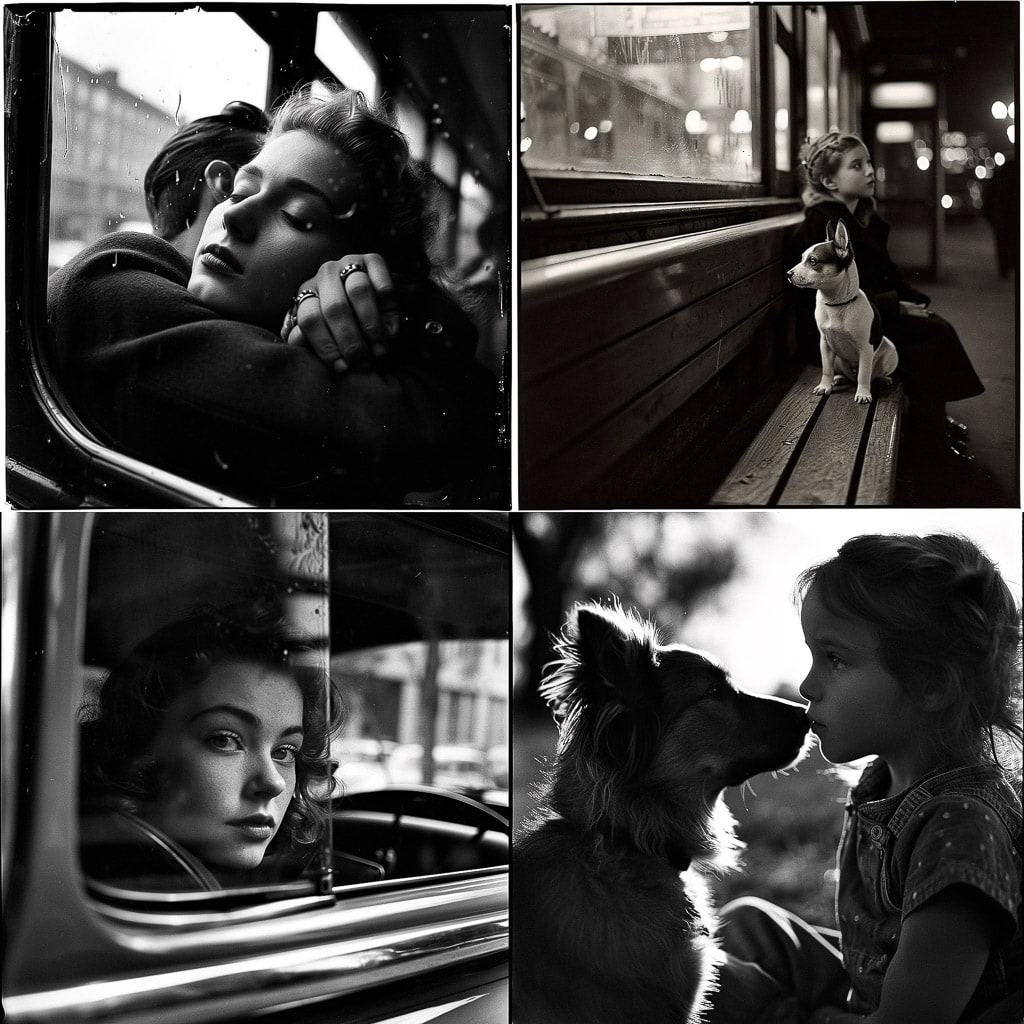 Elliott Erwitt style, Midjourney V6, render 1 of 4