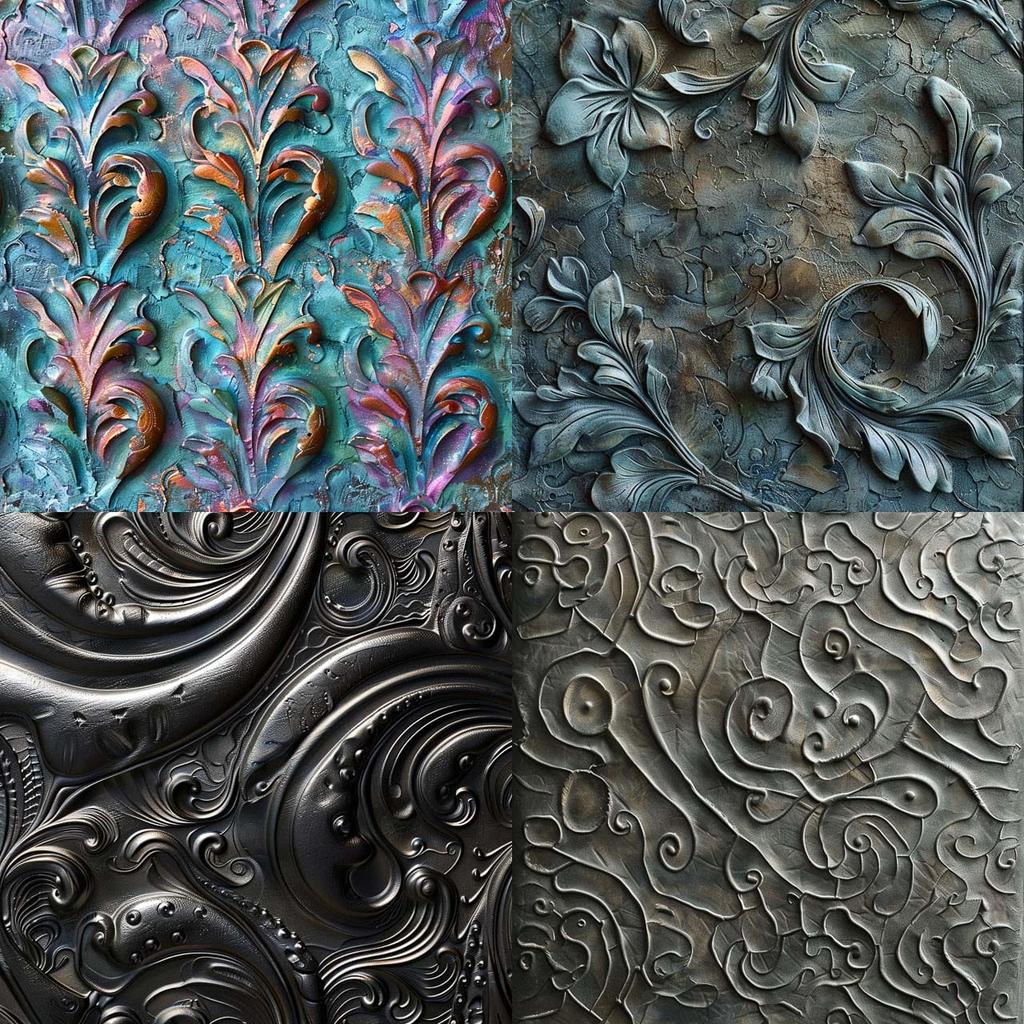 Embossed texture style, Midjourney V6, render 1 of 4