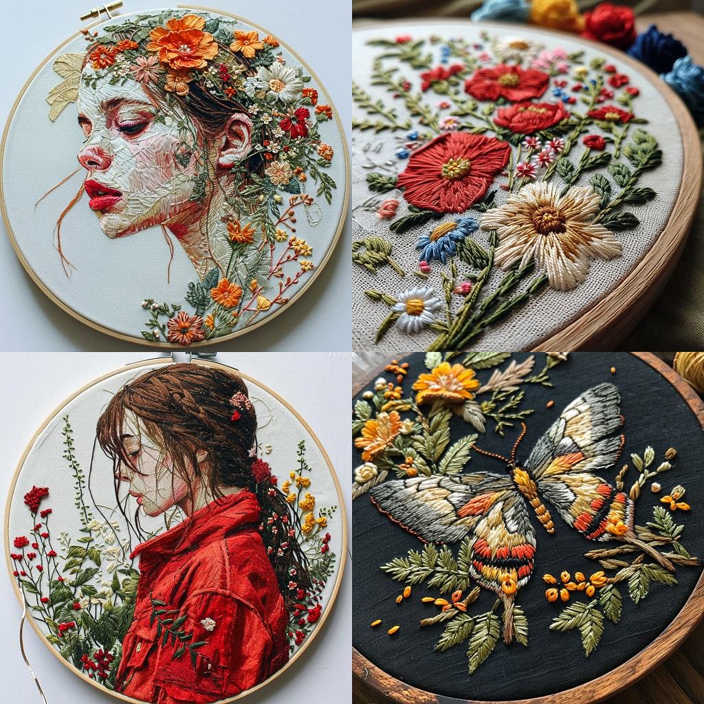 Embroidery style, Midjourney V6, render 1 of 4