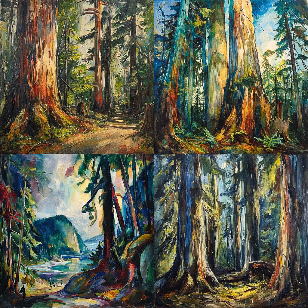 Emily Carr style, Midjourney V6, render 1 of 4