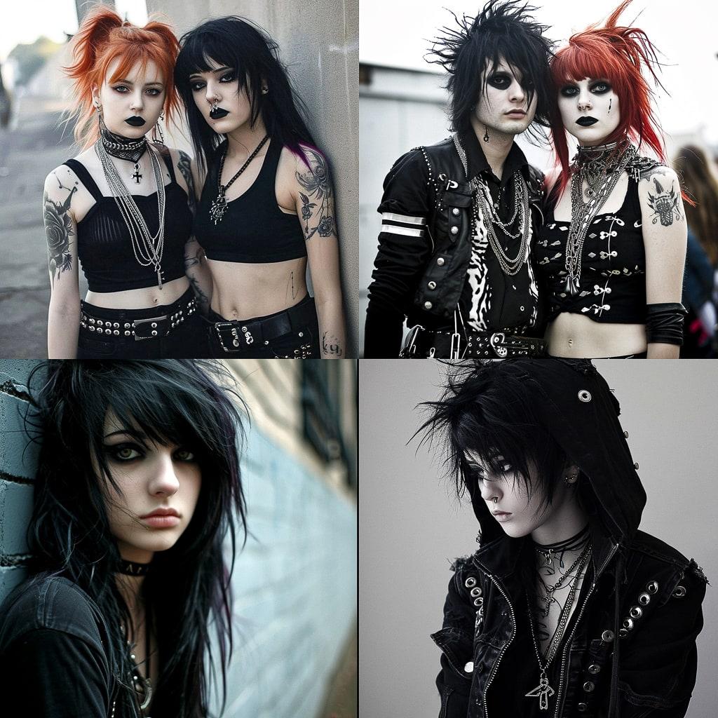 Emo fashion style, Midjourney V6, render 1 of 4
