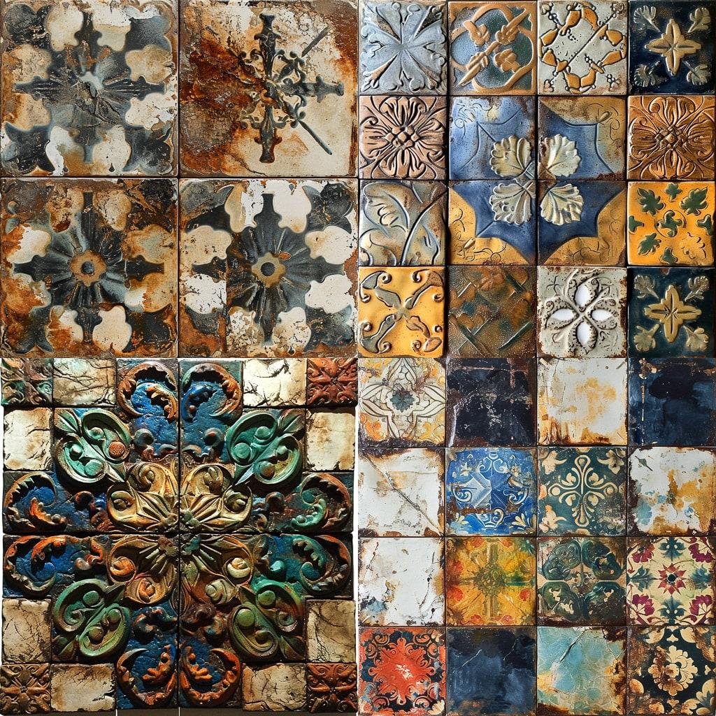 Encaustic tile style, Midjourney V6, render 1 of 4