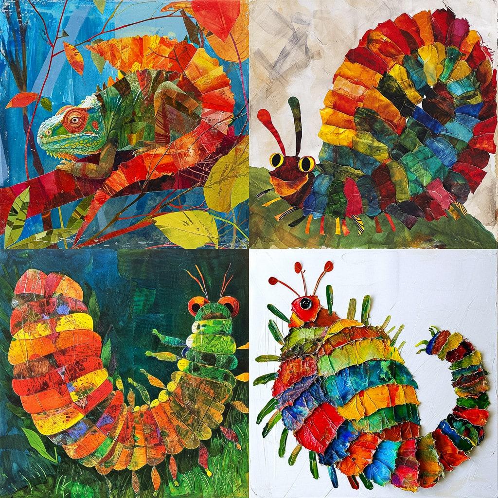Eric Carle style, Midjourney V6, render 1 of 4
