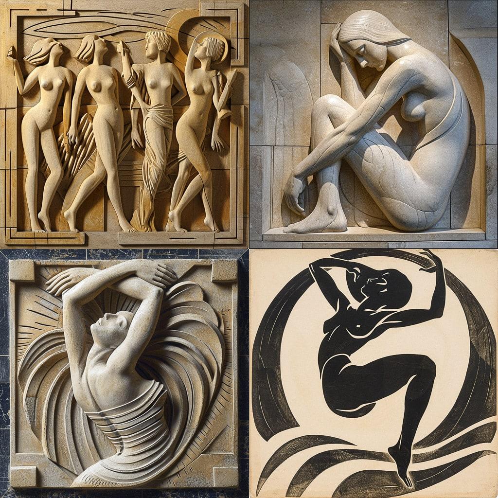 Eric Gill style, Midjourney V6, render 1 of 4
