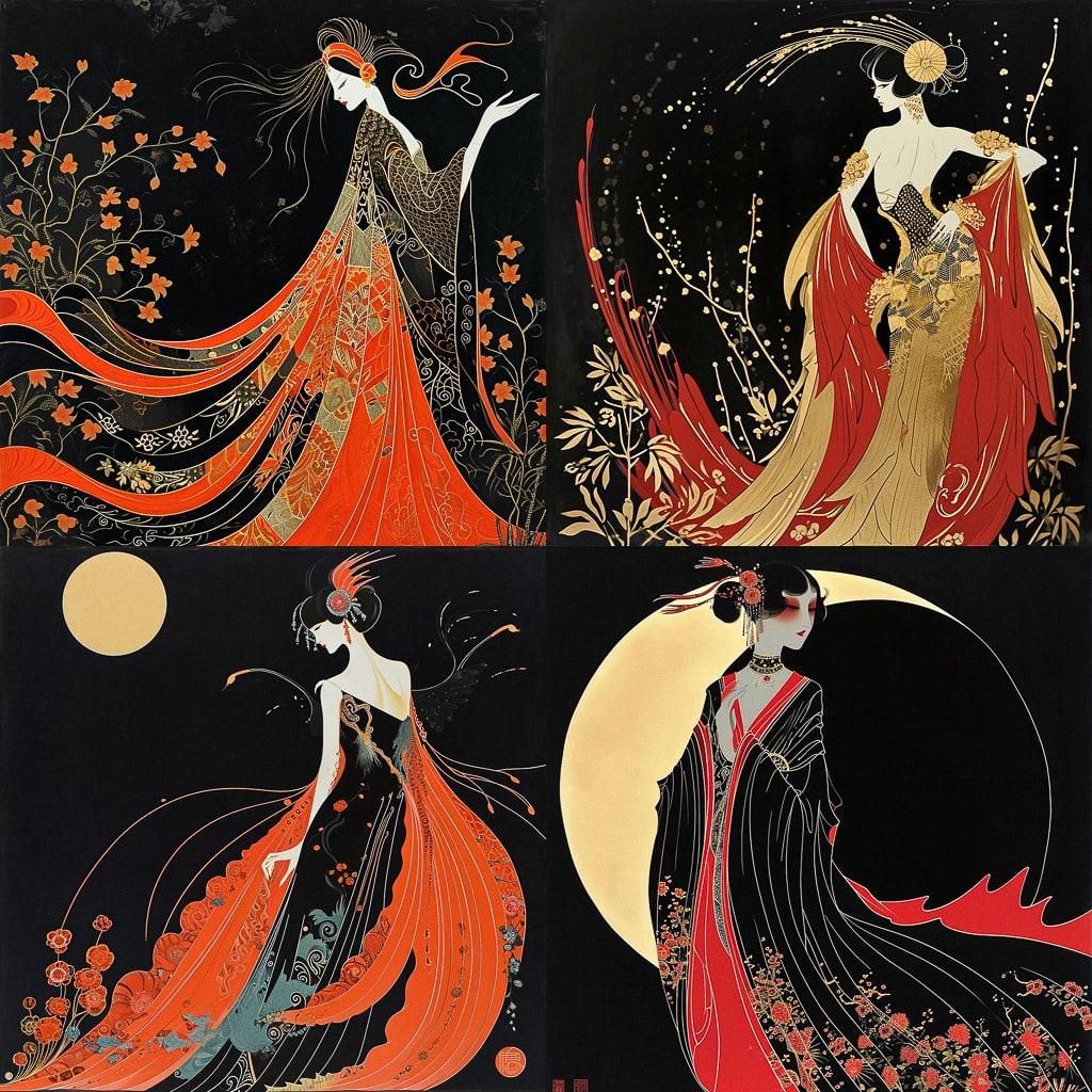 Erte style, Midjourney V6, render 1 of 4