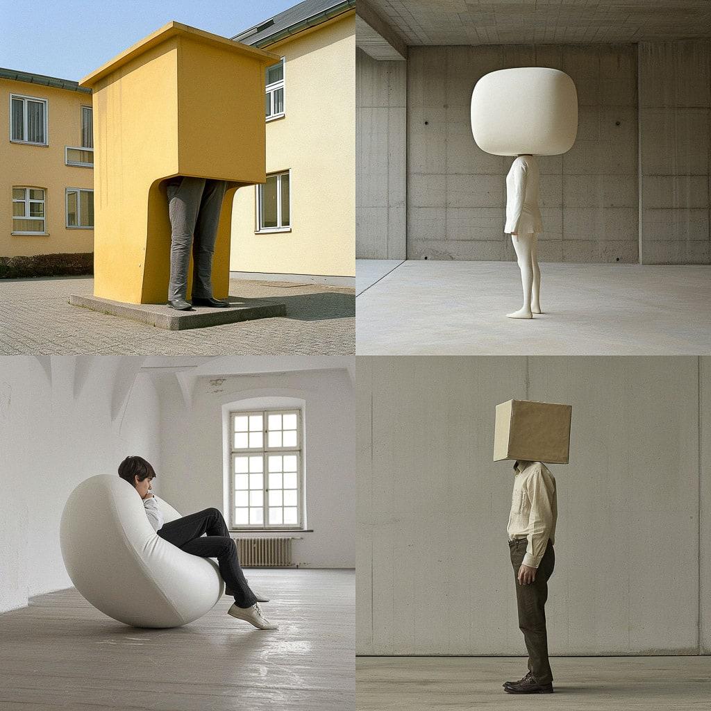 Erwin Wurm style, Midjourney V6, render 1 of 4