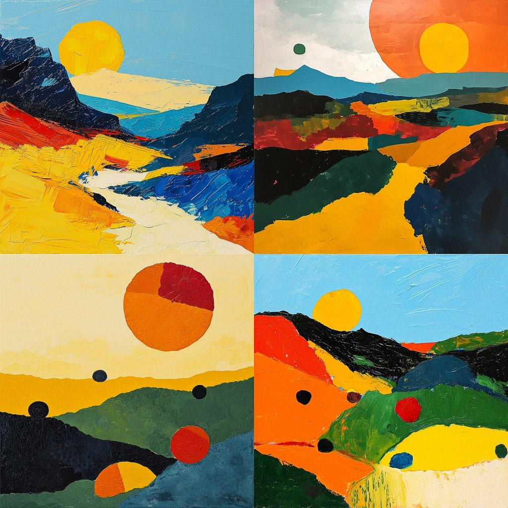 Etel Adnan style, Midjourney V6, render 1 of 4