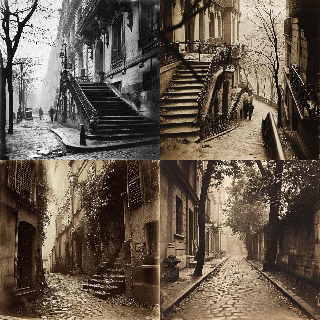 Eugene Atget style, Midjourney V6, render 1 of 4