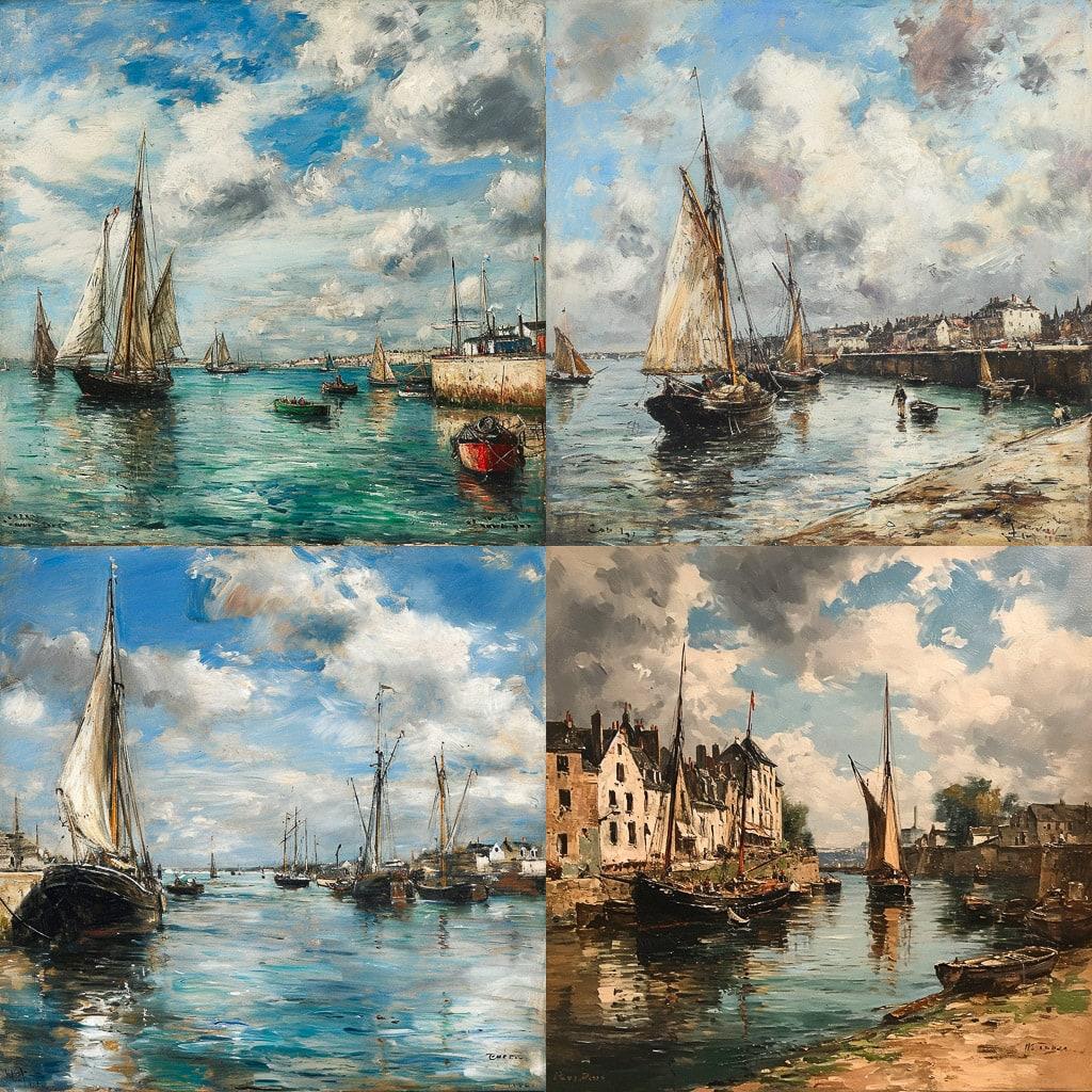 Eugene Boudin style, Midjourney V6, render 1 of 4