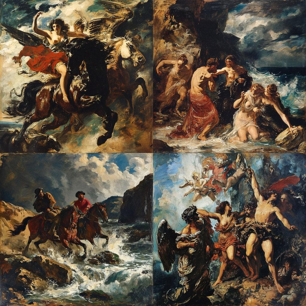 Eugene Delacroix style, Midjourney V6, render 1 of 4