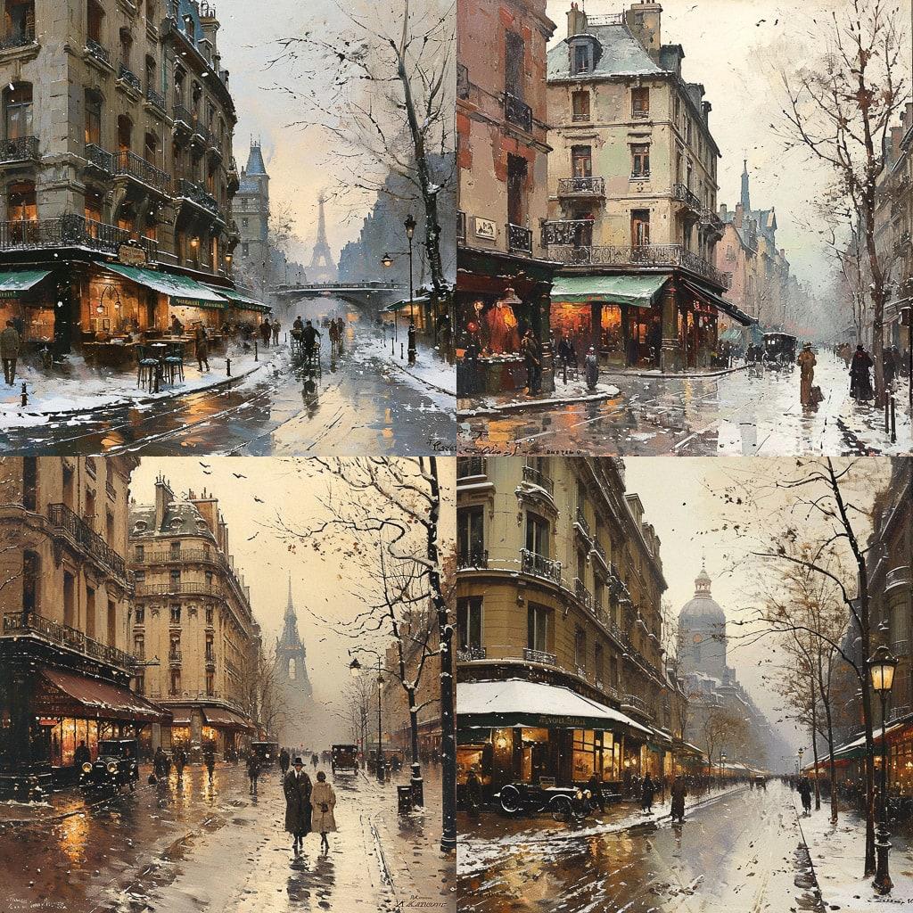Eugene Galien-Laloue style, Midjourney V6, render 1 of 4