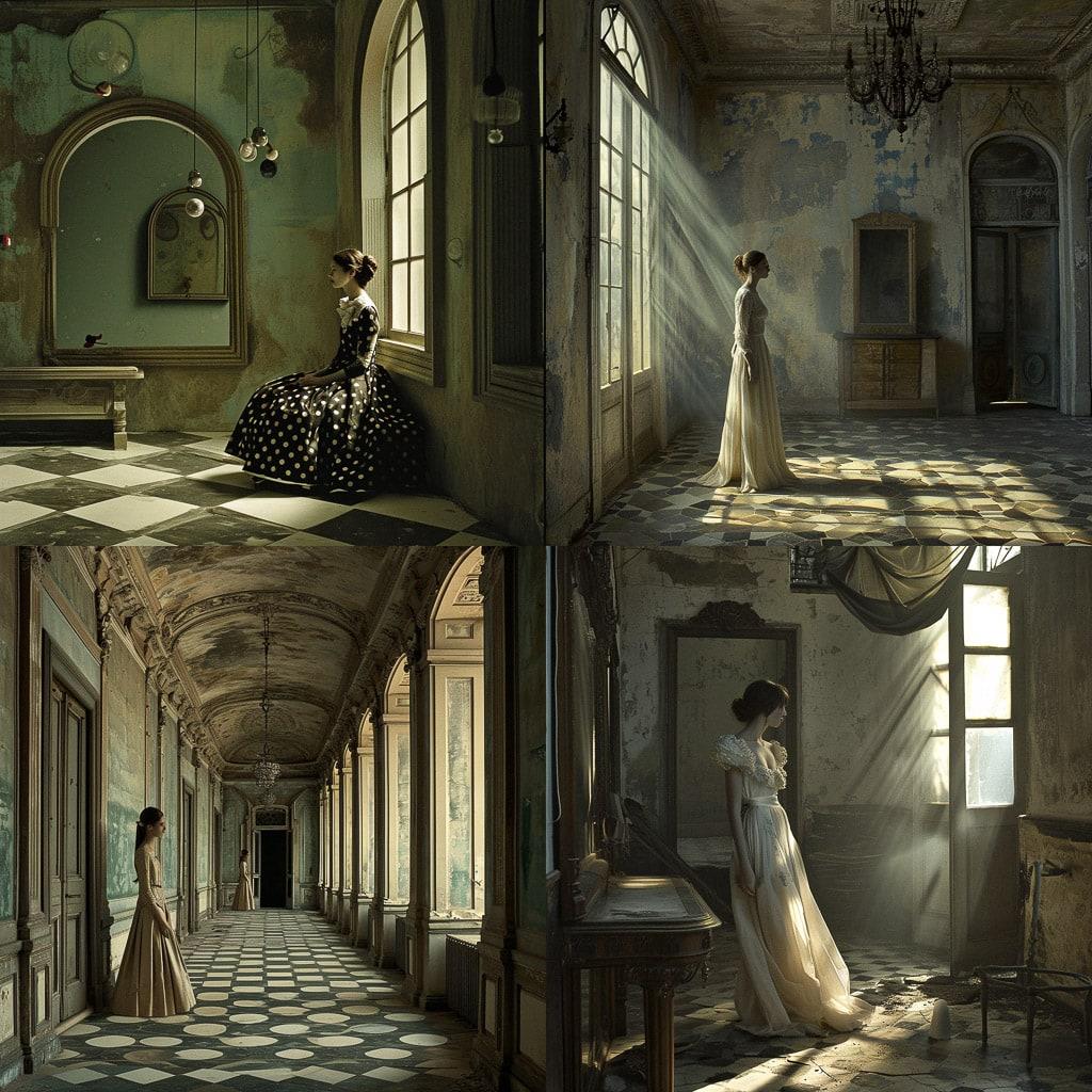 Eugenio Recuenco style, Midjourney V6, render 1 of 4