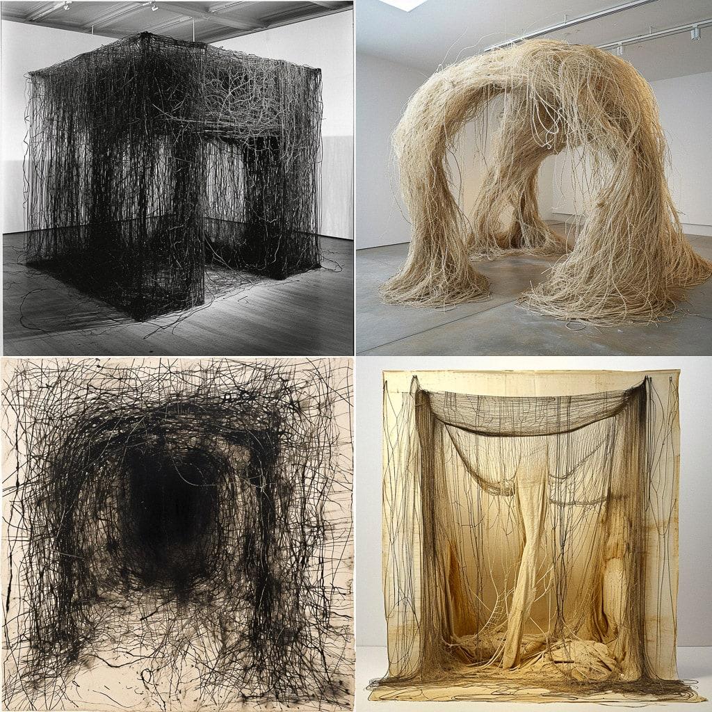 Eva Hesse style, Midjourney V6, render 1 of 4