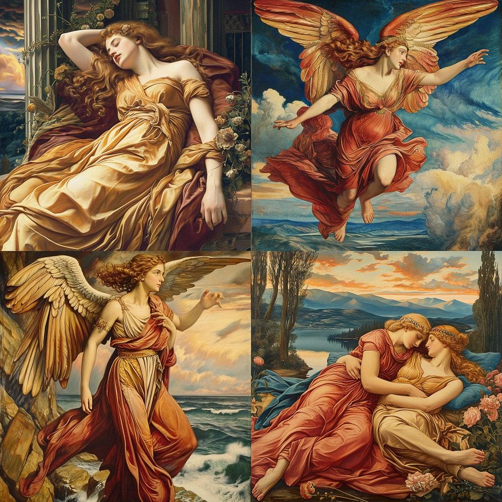 Evelyn De Morgan style, Midjourney V6, render 1 of 4