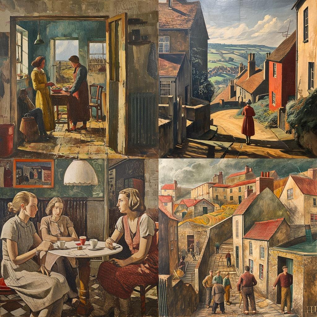 Evelyn Dunbar style, Midjourney V6, render 1 of 4