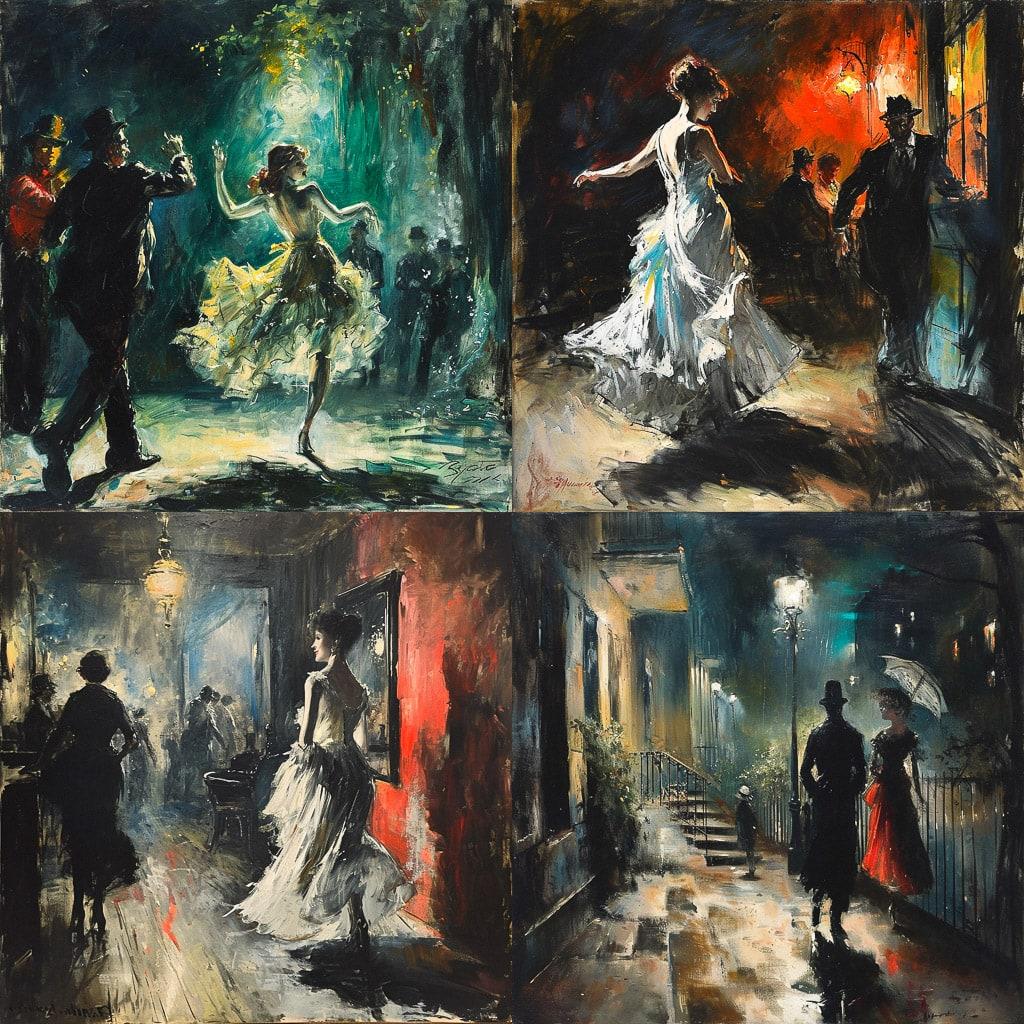 Everett Shinn style, Midjourney V6, render 1 of 4