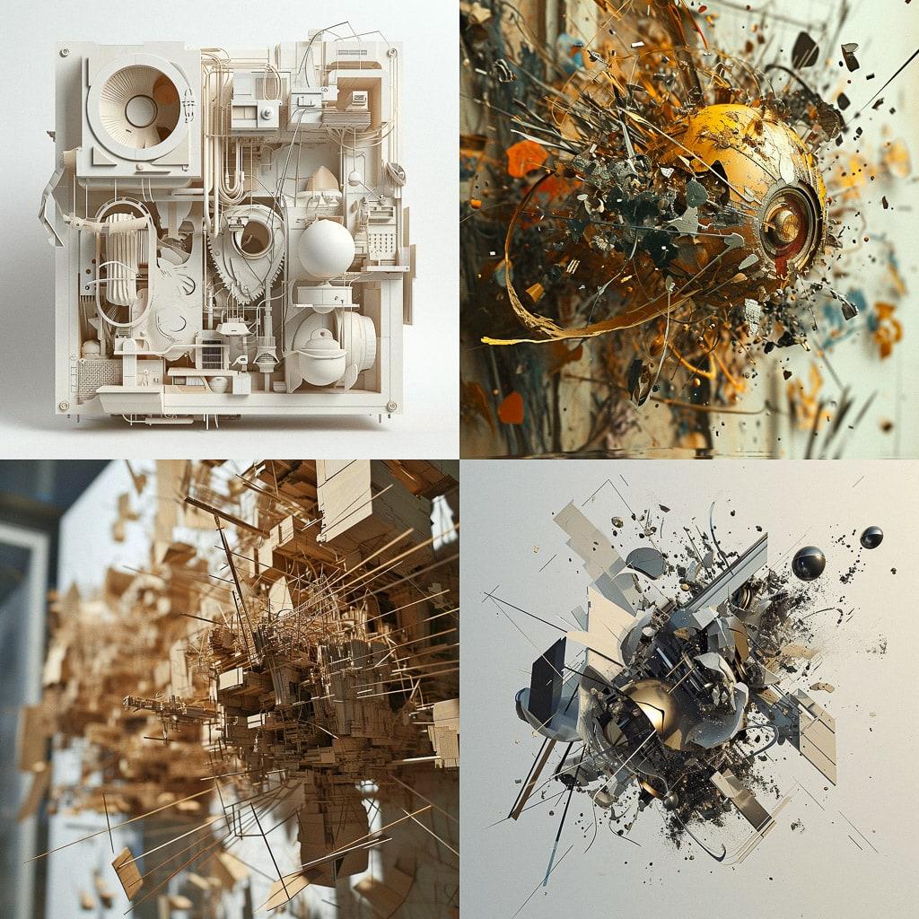 Exploded view style, Midjourney V6, render 1 of 4