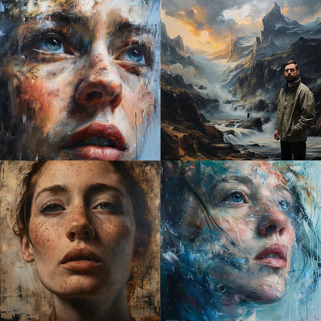 Extreme wide portrait style, Midjourney V6, render 1 of 4