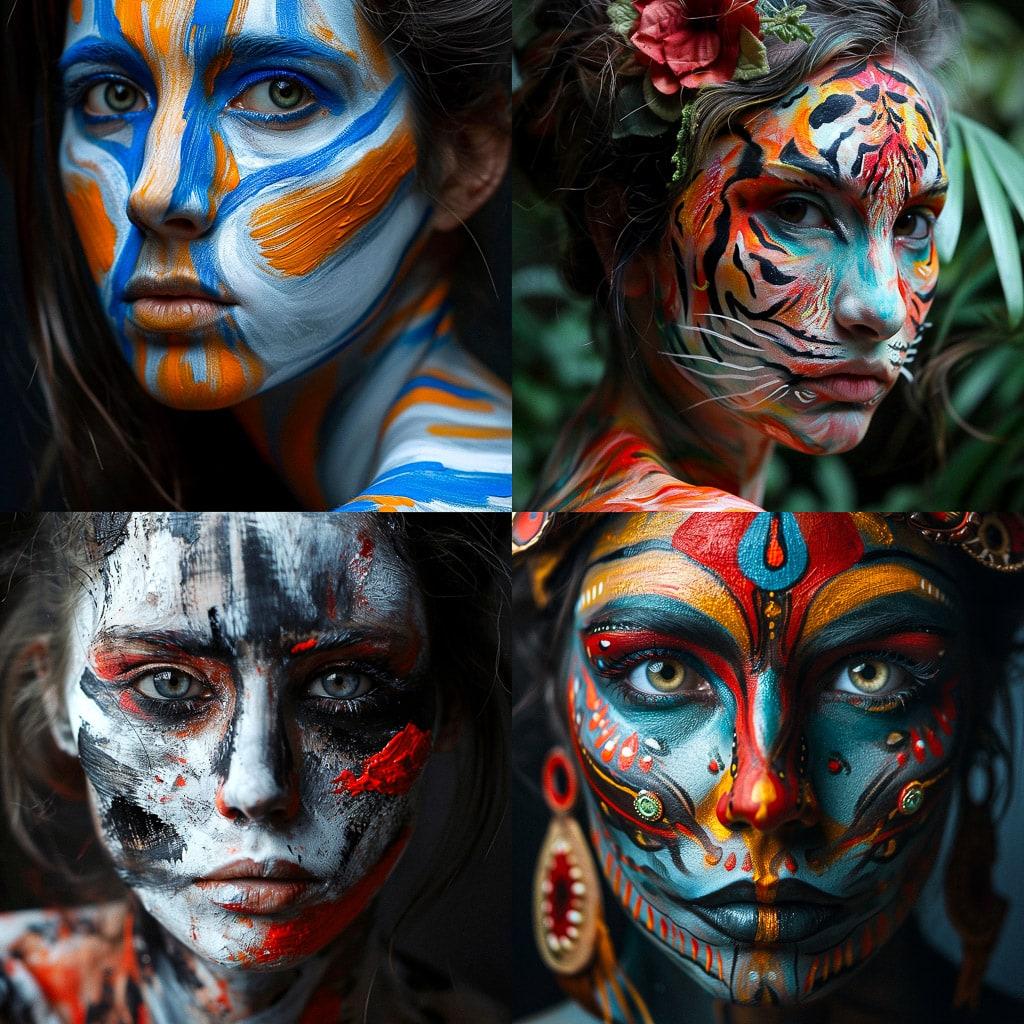 Facepaint style, Midjourney V6, render 1 of 4