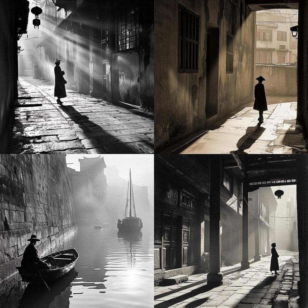 Fan Ho style, Midjourney V6, render 1 of 4