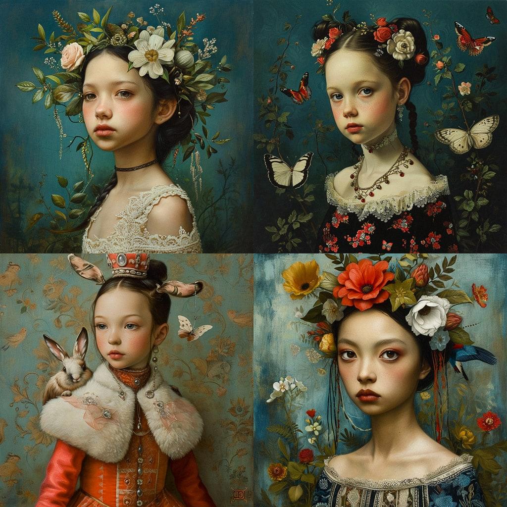 Fatima Ronquillo style, Midjourney V6, render 1 of 4