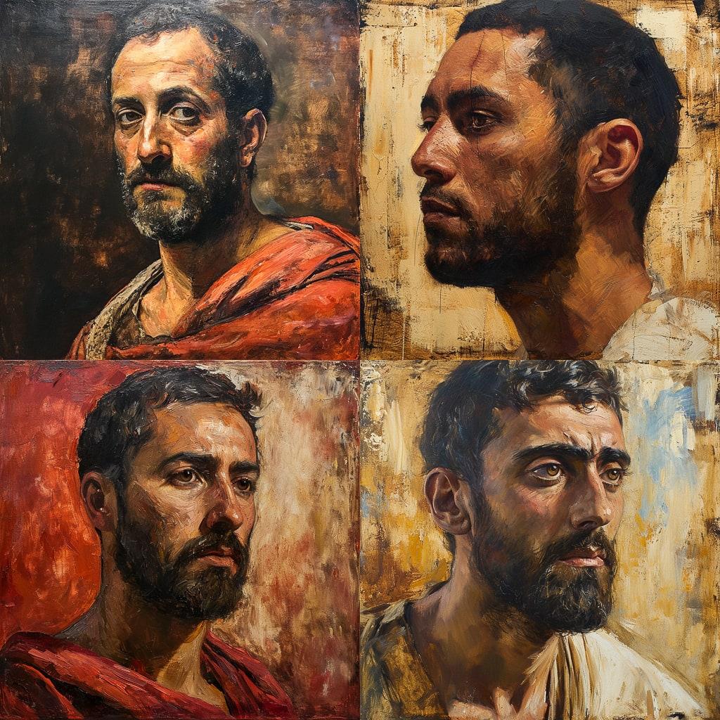 Fayum portrait style, Midjourney V6, render 1 of 4