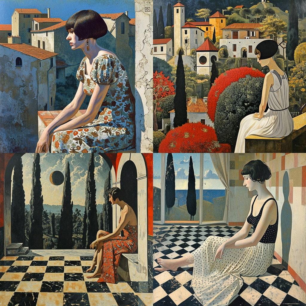 Felice Casorati style, Midjourney V6, render 1 of 4