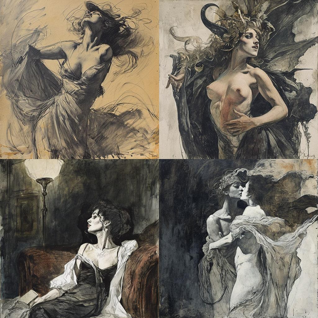 Felicien Rops style, Midjourney V6, render 1 of 4