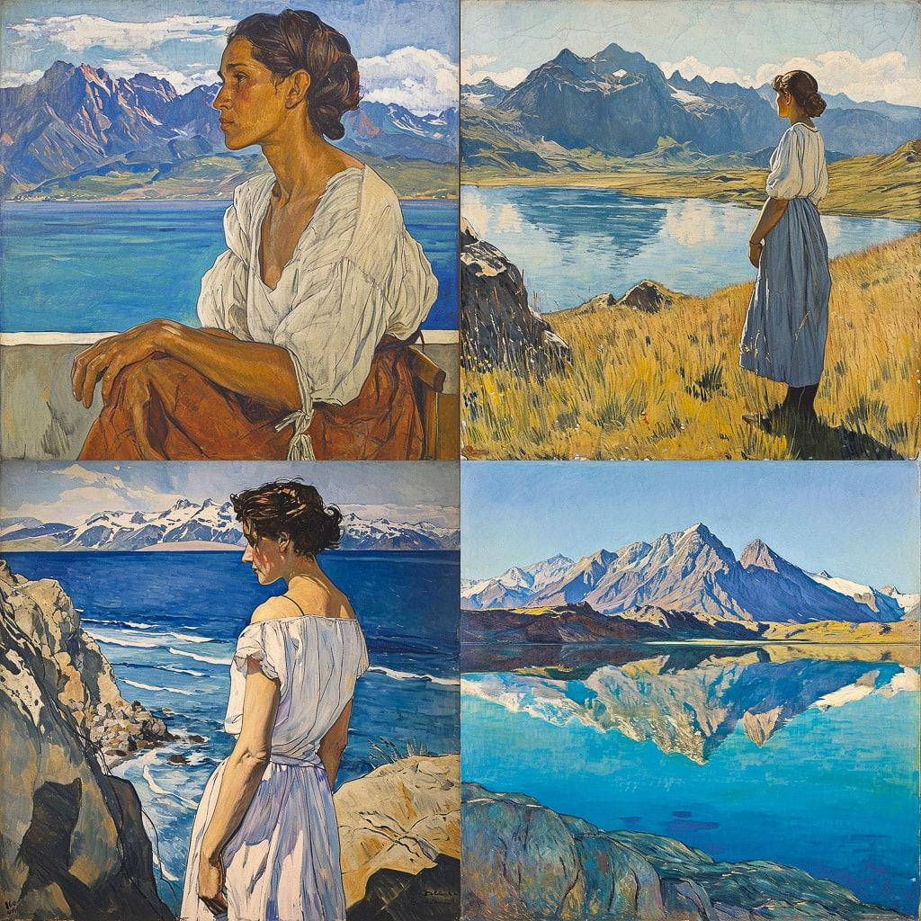 Ferdinand Hodler style, Midjourney V6, render 1 of 4