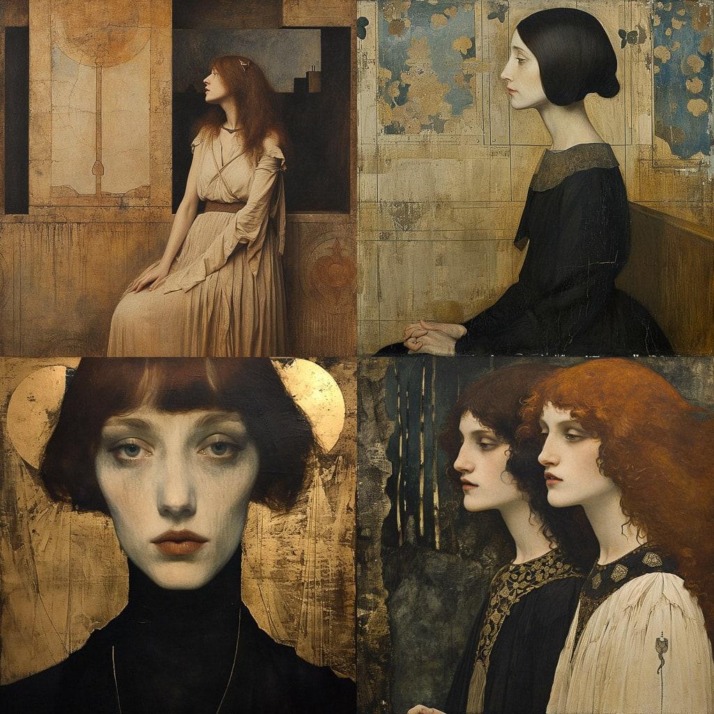 Fernand Khnopff style, Midjourney V6, render 1 of 4