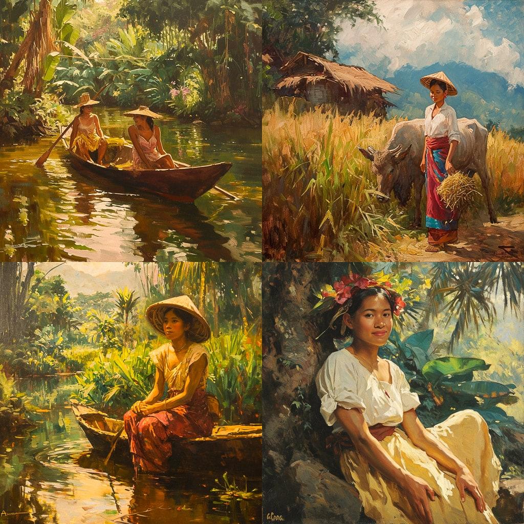 Fernando Amorsolo style, Midjourney V6, render 1 of 4