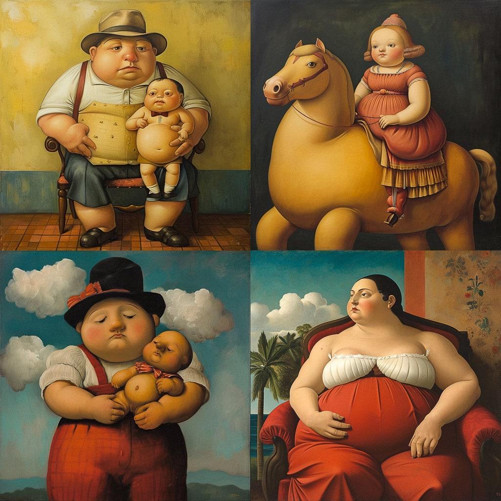 Fernando Botero style, Midjourney V6, render 1 of 4